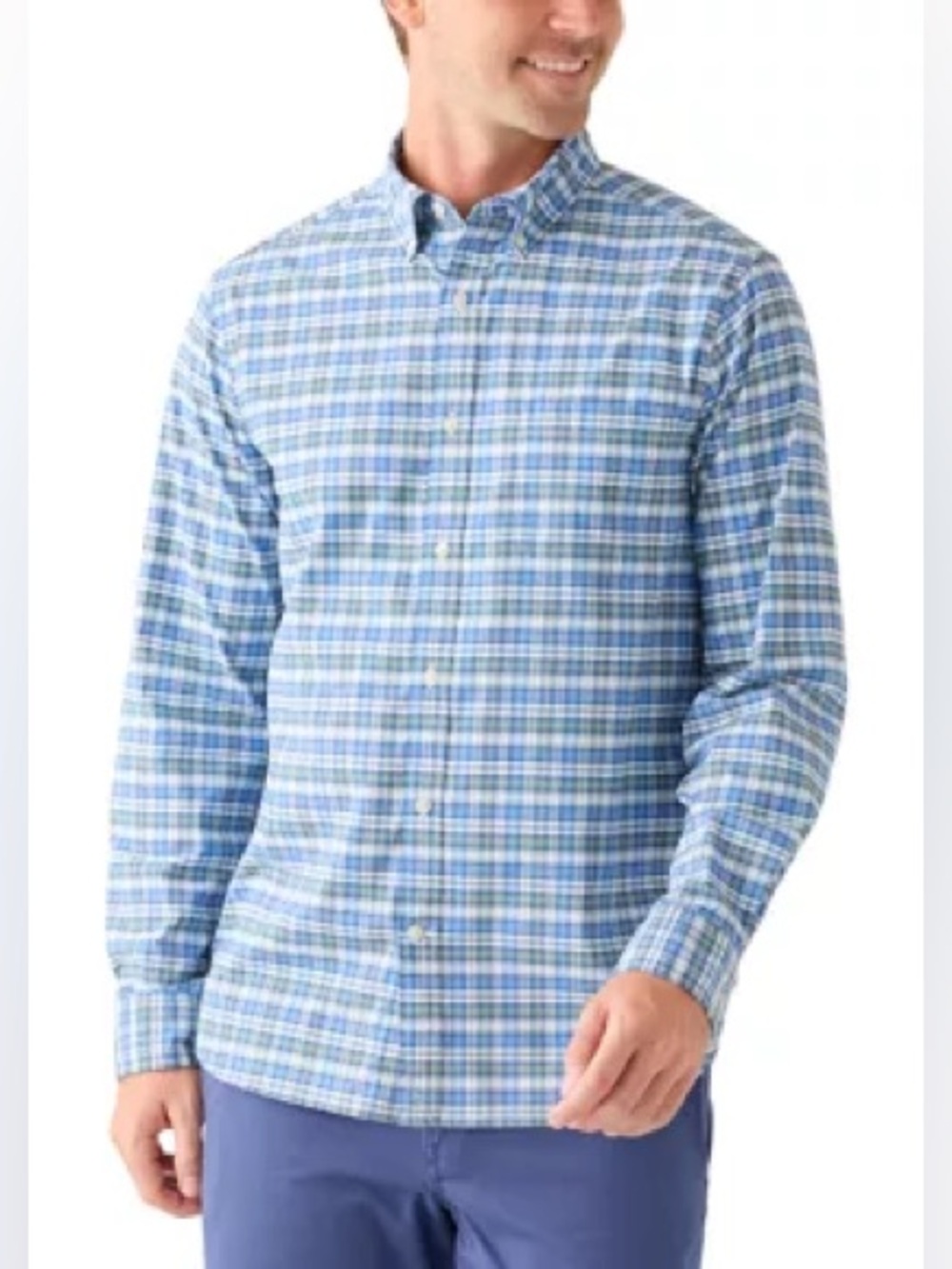 Vineyard Vines Performance Classic Fit Tucker Blue Plaid Button Down Mens M